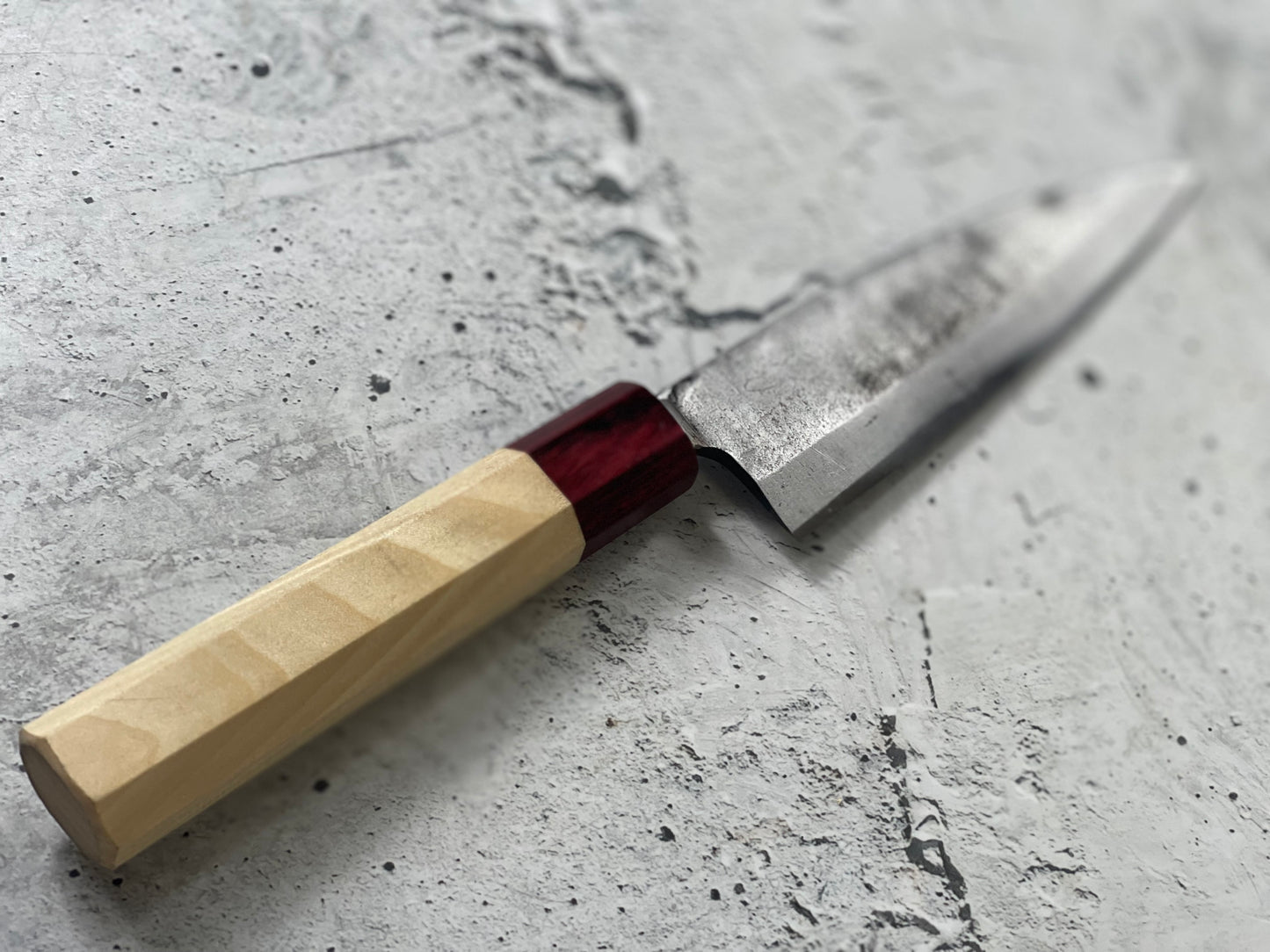 Japanese Knife Set 3x Carbon Steel Magnolia and Red Pakka Octagon Handle Made In Japan 1539