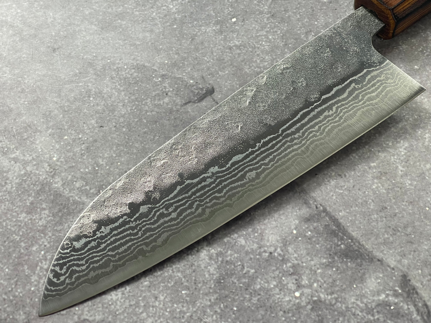 Tsunehisa 440c Damascus Nashiji Santoku 170mm Oak Handle Made in Japan 🇯🇵