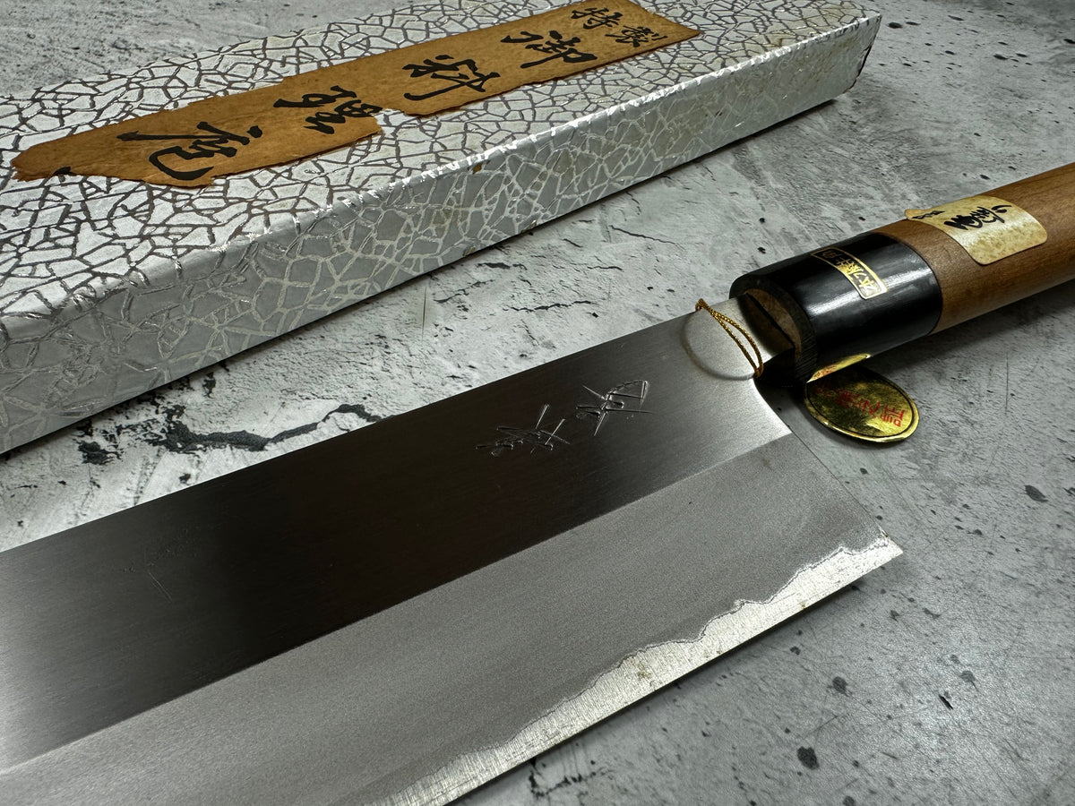 Vintage Kanehiko Hand-Forged Japanese Nakiri 170mm Carbon Steel Timber Handle 2286