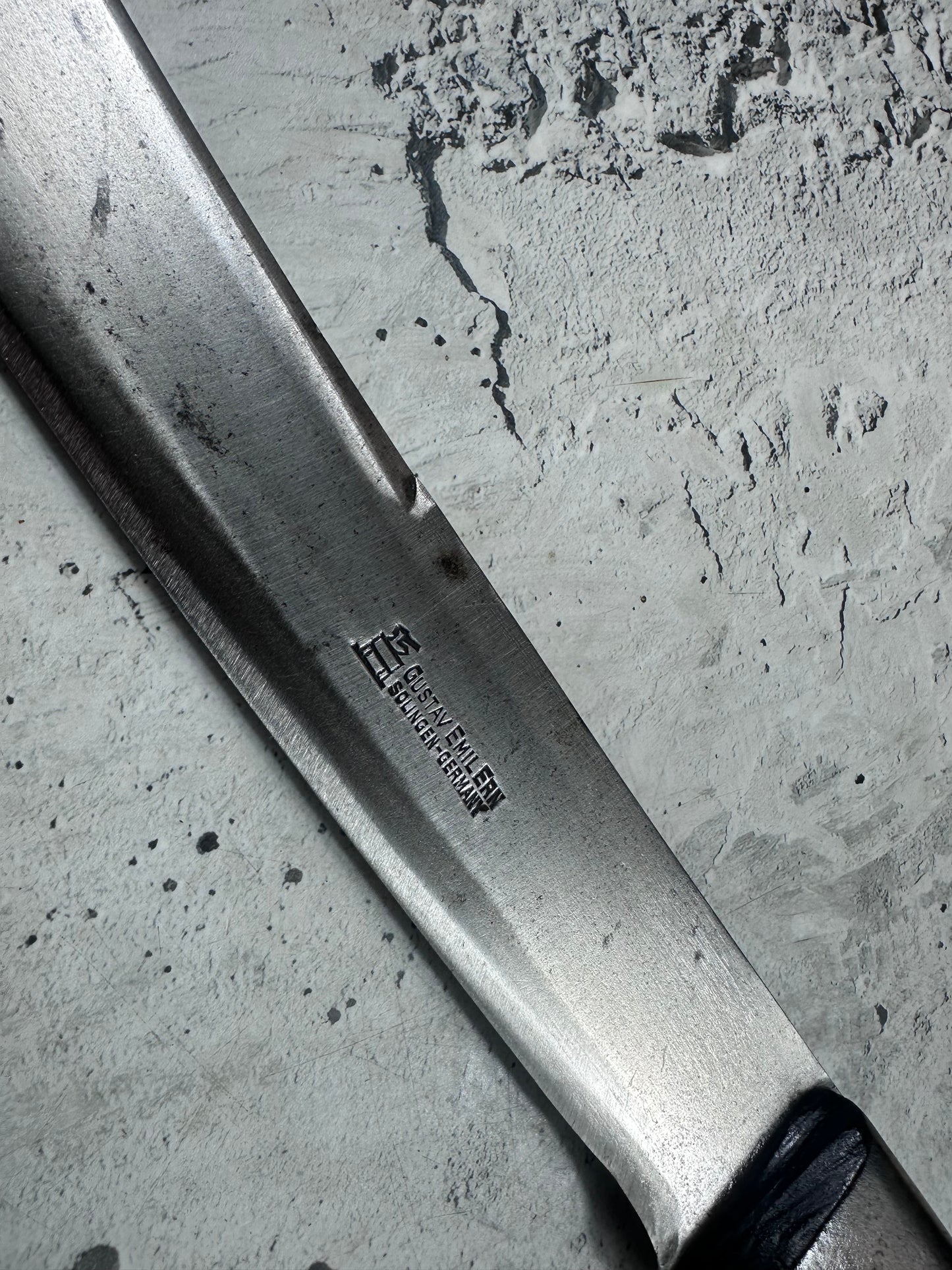 Vintage Gustav Emil Ern Butcher Knife 300mm Carbon Steel Made in Germany 2110