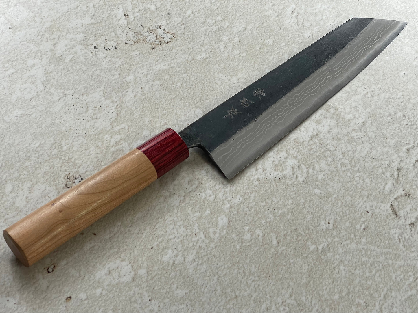 Muneishi Aogami Damascus Kiritsuke 210 mm  Kurochi Finish Made in Japan 🇯🇵