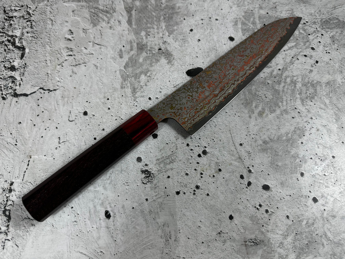 Takeshi Saji VG10-W Nashiji Rainbow Damascus Gyuto 210mm