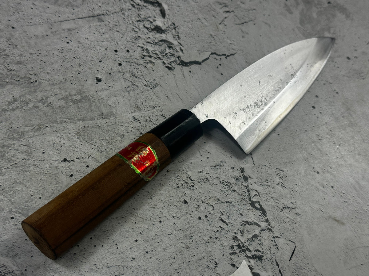 Vintage Japanese Deba Knife 160mm Carbon Steel Magnolia Wood Handle  2264
