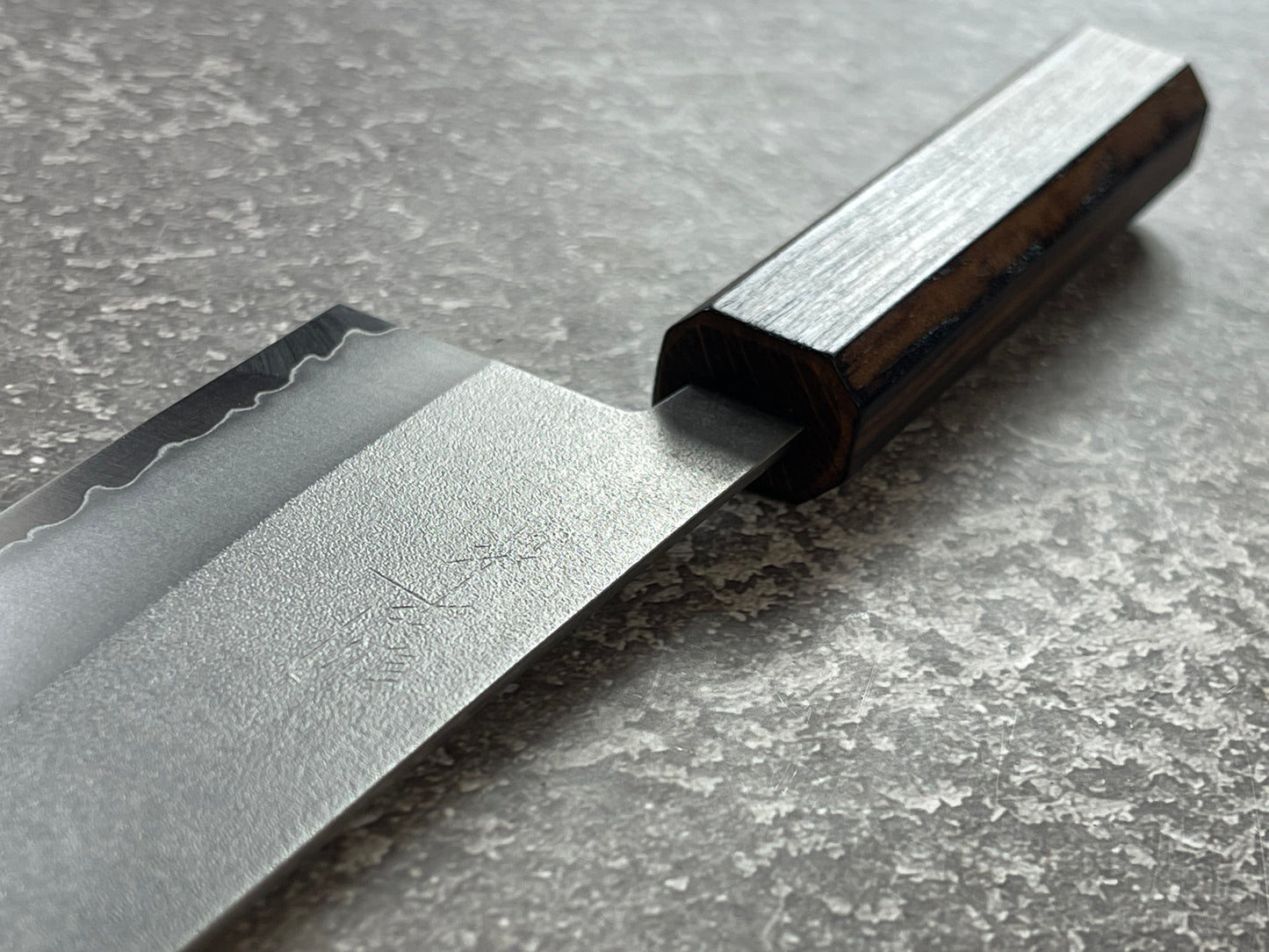 Masutani Kokuryu Nashiji Santoku 170mm  VG1 Steel Oak Handle
