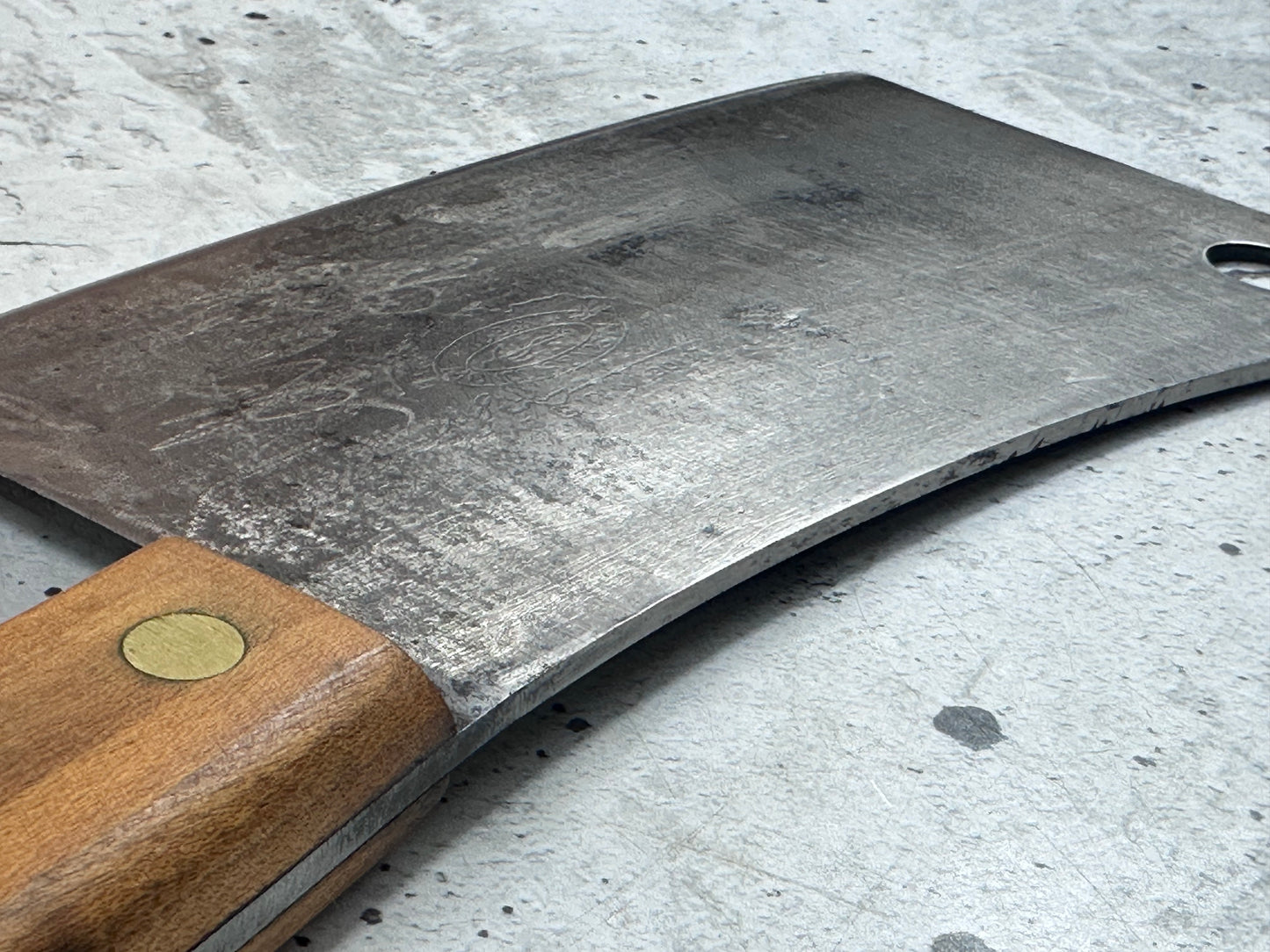 Vintage Lamson & Goodnow Butcher Cleaver Knife 180mm Carbon Steel Made in USA 2117