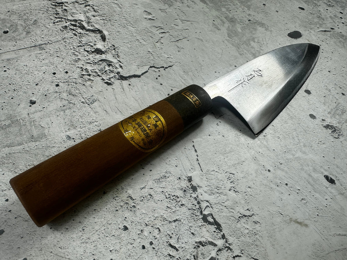 Vintage Kumpei Deba Knife 150mm Carbon Steel Wood Handle Buffalo Horn 2227