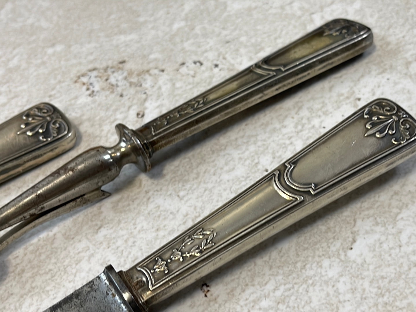 Vintage Salad and Carving Knife Set Made in France 🇫🇷 Carbon Steel 1412