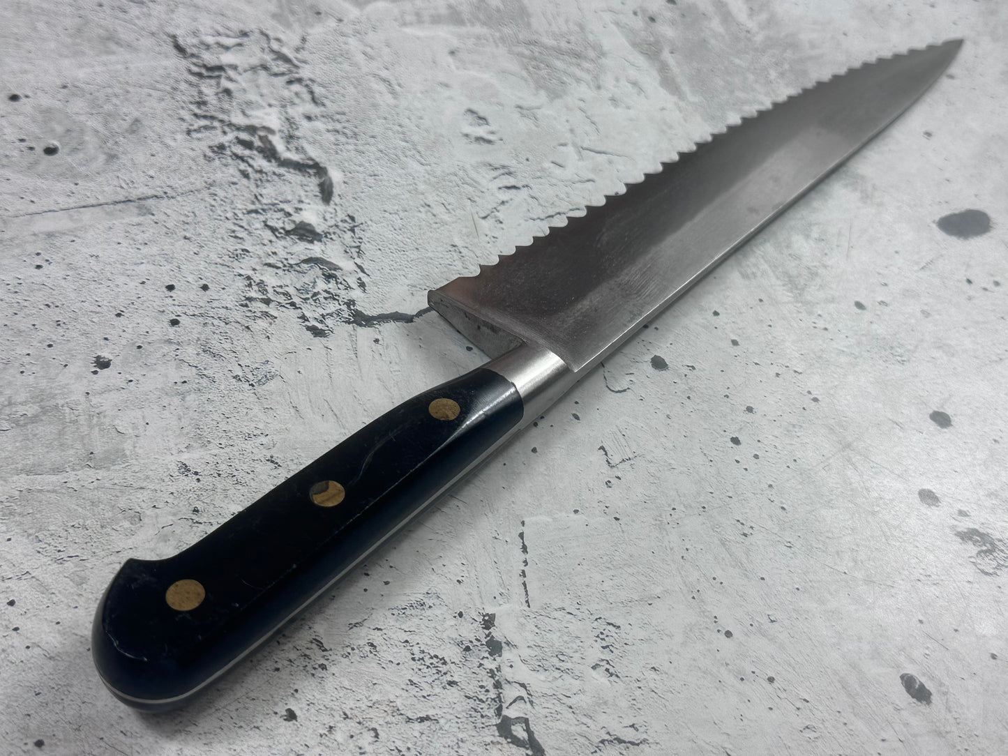 Vintage French Serrated Frozen Food Knife 250mm Inox Steel POM Handle 2194