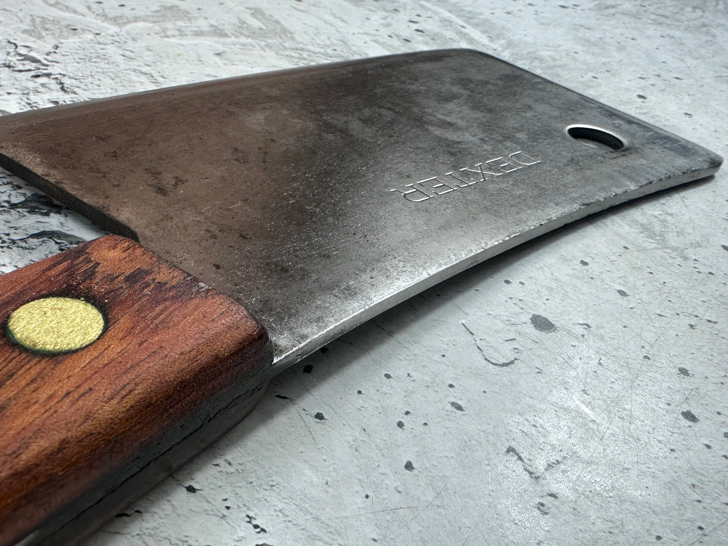 Vintage Dexter Butcher Cleaver Knife 180mm High Carbon Steel Made in USA 2105