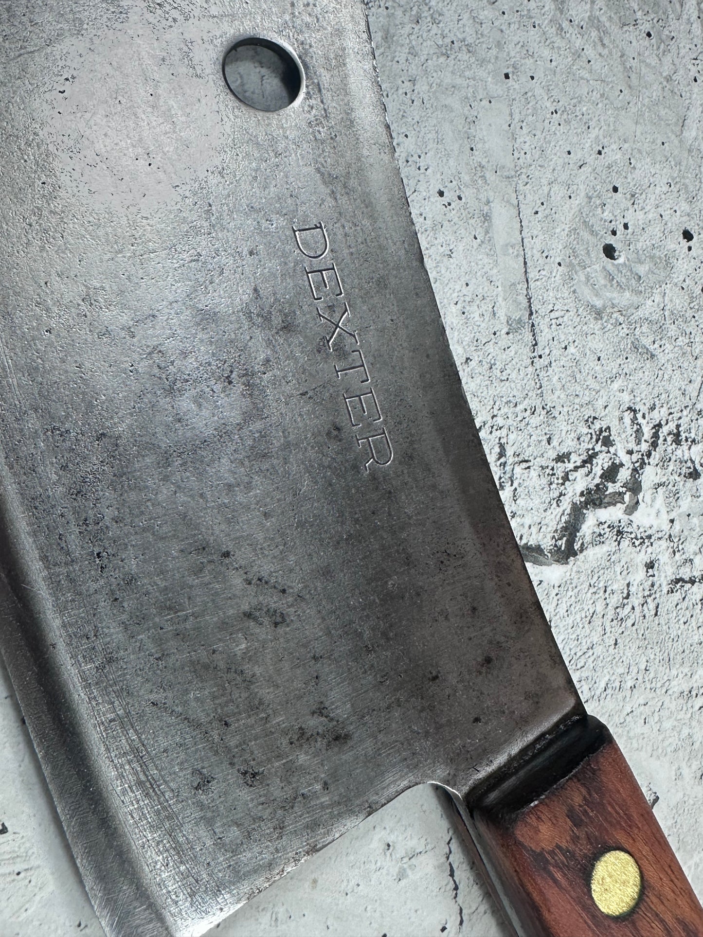 Vintage Dexter Butcher Cleaver Knife 180mm High Carbon Steel Made in USA 2105