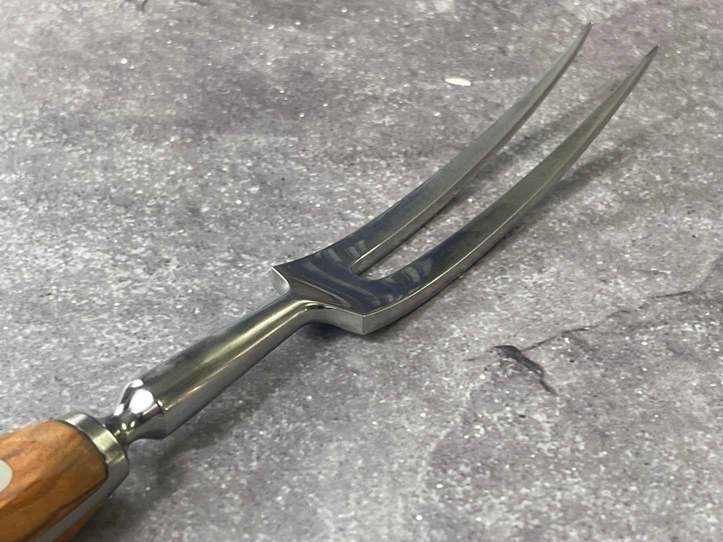 K Sabatier Curbed Fork 150mm - HIGH CARBON STEEL - OLIVE WOOD HANDLE