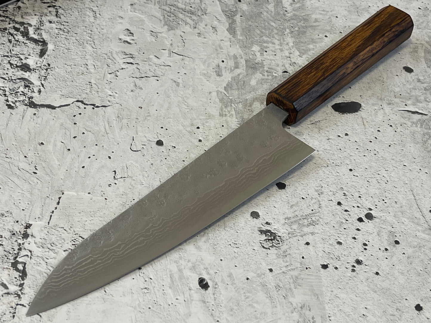 Tsunehisa 440c Damascus Nashiji Gyuto 180mm Oak Handle Made in Japan 🇯🇵