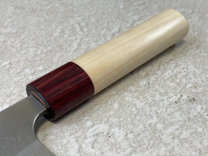 MASAKAGE YUKI Santoku 180mm Oval Magnolia wood with Red Pakka wood