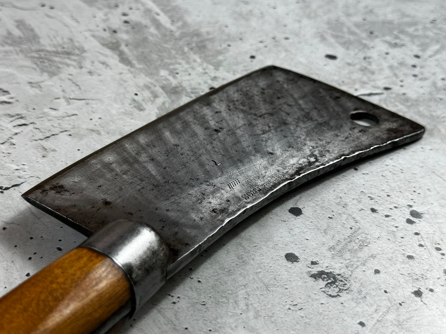 Vintage Foster Bros Butcher Cleaver Knife 180mm  Carbon Steel Blade Made in USA 🇺🇸 1996