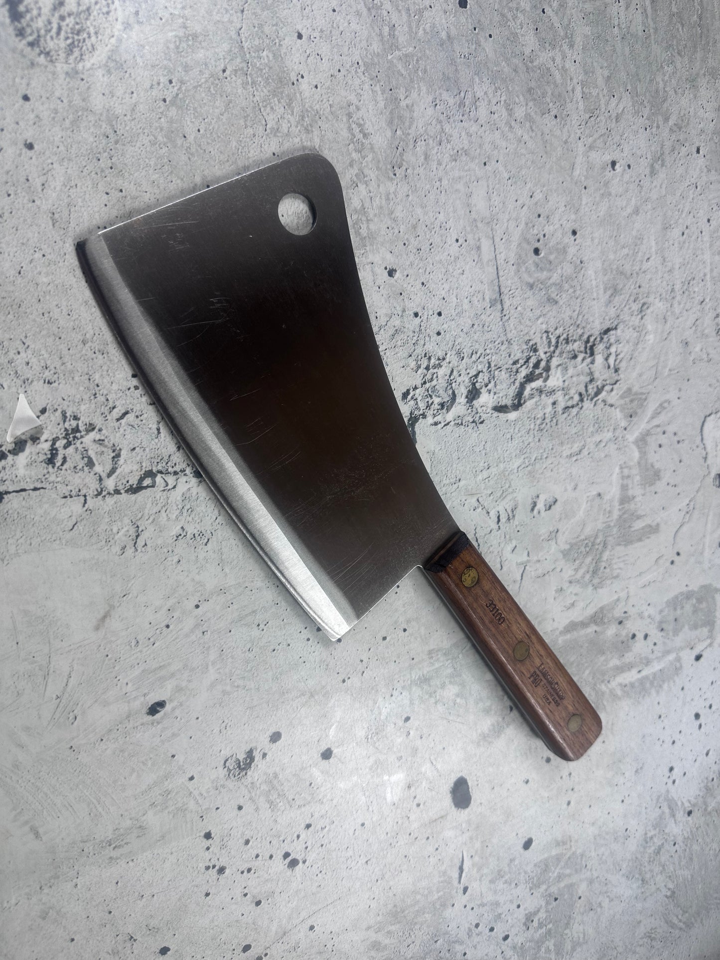 Vintage LamsonSharp Pro Butcher Cleaver Knife 180mm High Carbon Steel Made in USA 2118