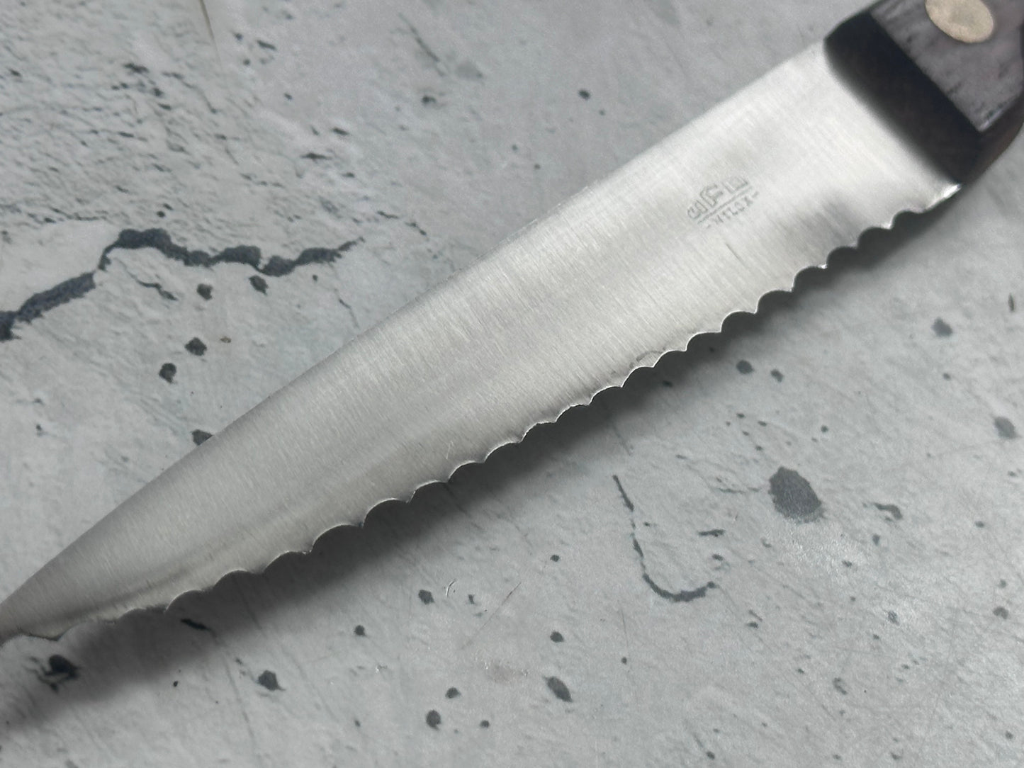 Vintage French Serrated Paring Knife 110mm Inox Steel 2127