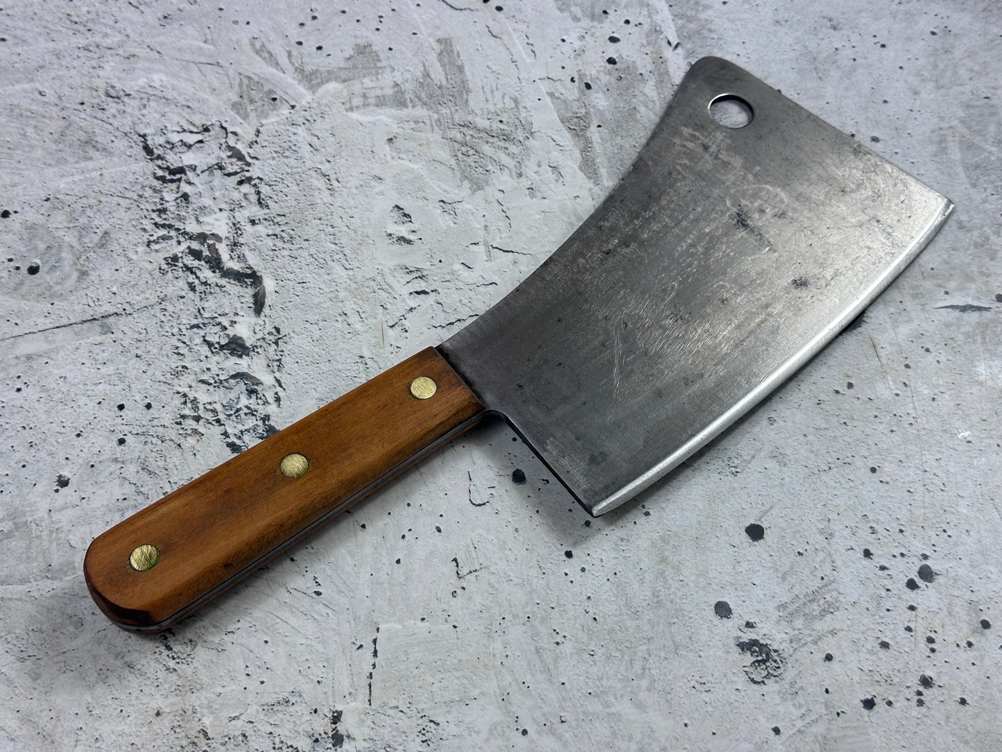 Vintage Lamson & Goodnow Butcher Cleaver Knife 180mm Carbon Steel Made in USA 2117