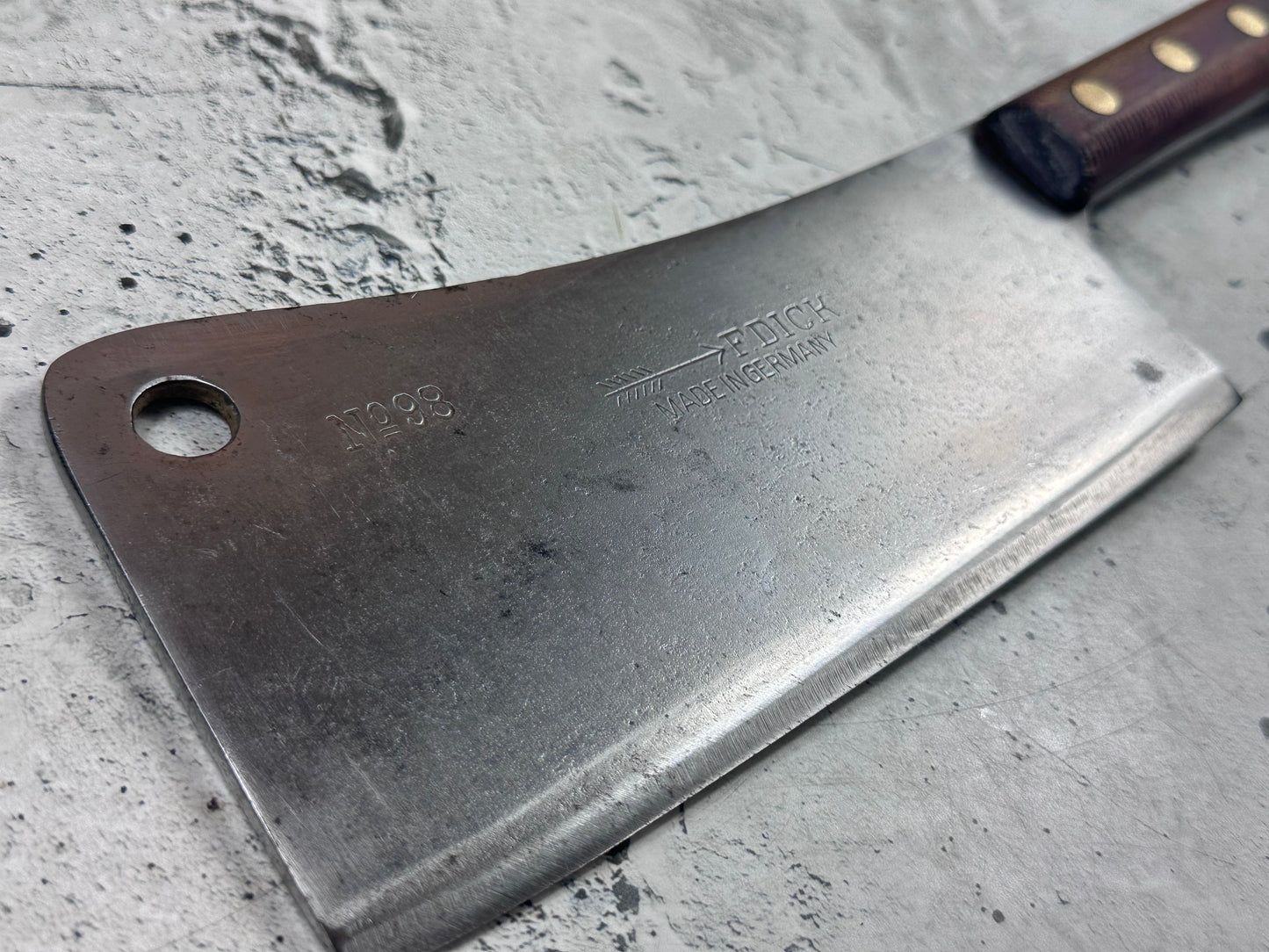 Vintage F. Dick Cleaver Knife N98 205mm Carbon Steel Made in Germany 2122