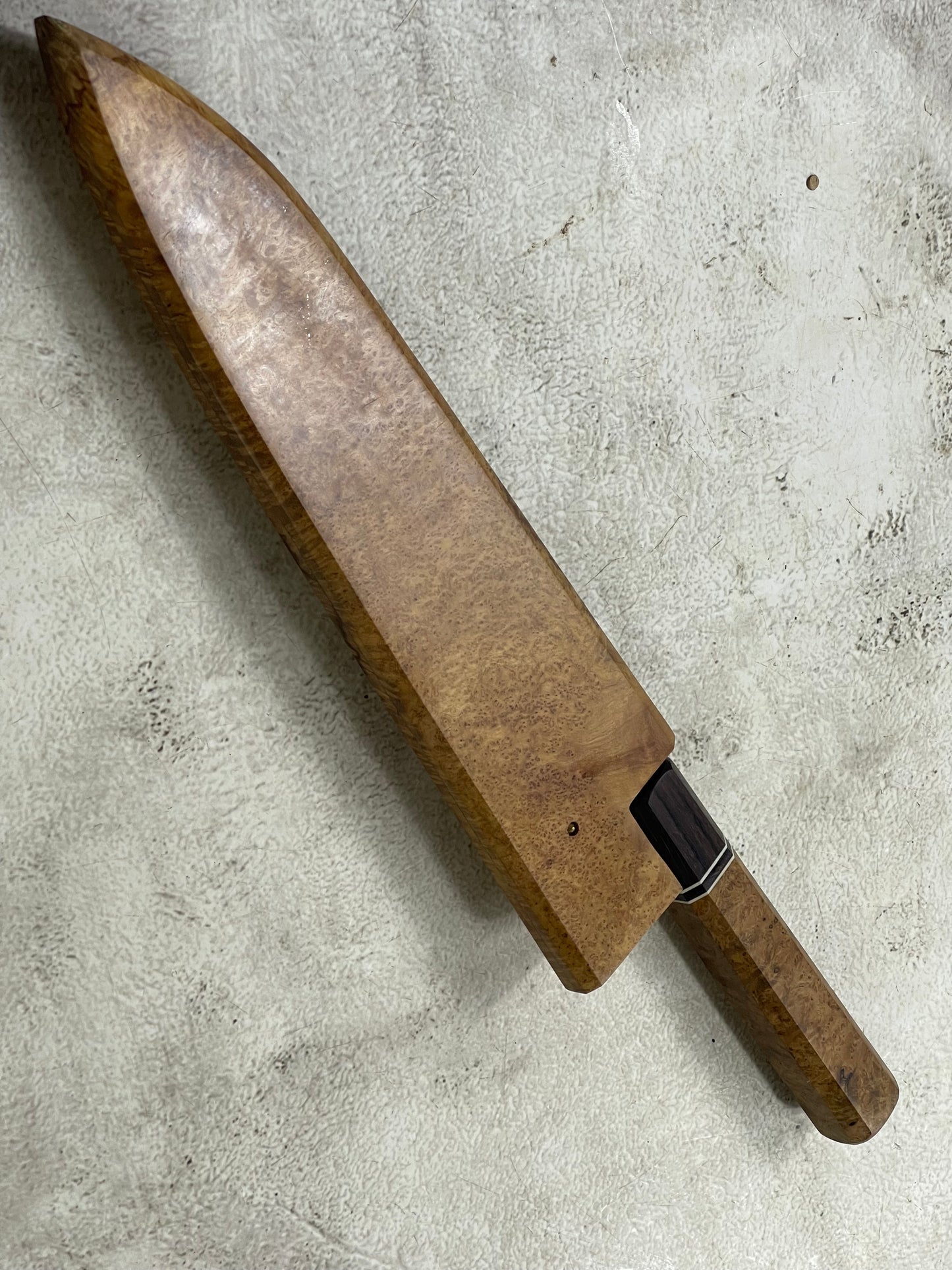 Kanefusa Gyuto 230mm Teakwood Burl Liner Spacer Rosewood Ferrule & Sheath