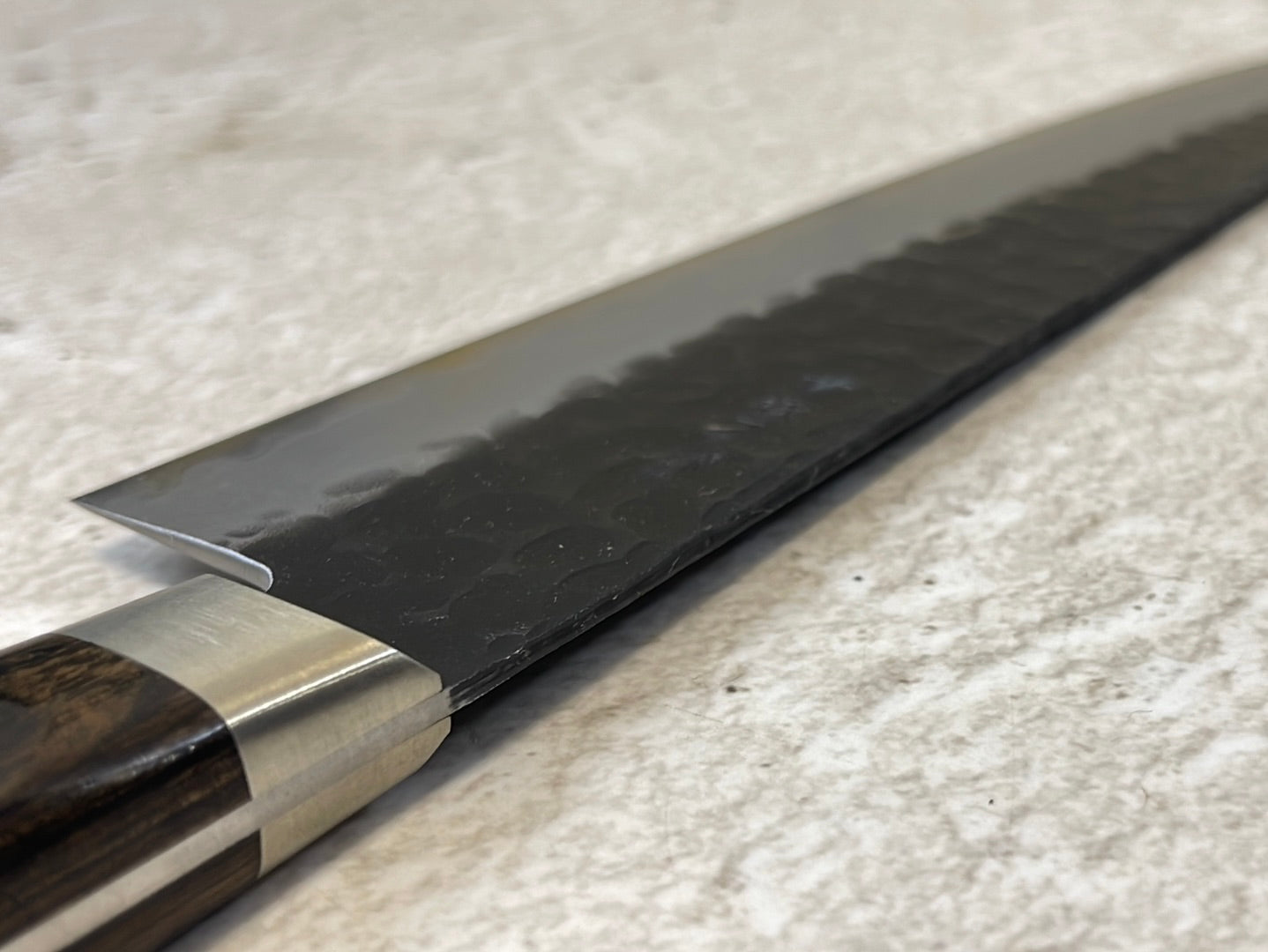 Tsunehisa Aogami Super Kuro Tsutime Santoku Knife 180mm - Made in Japan 🇯🇵 Brown Pakka Wood Handle