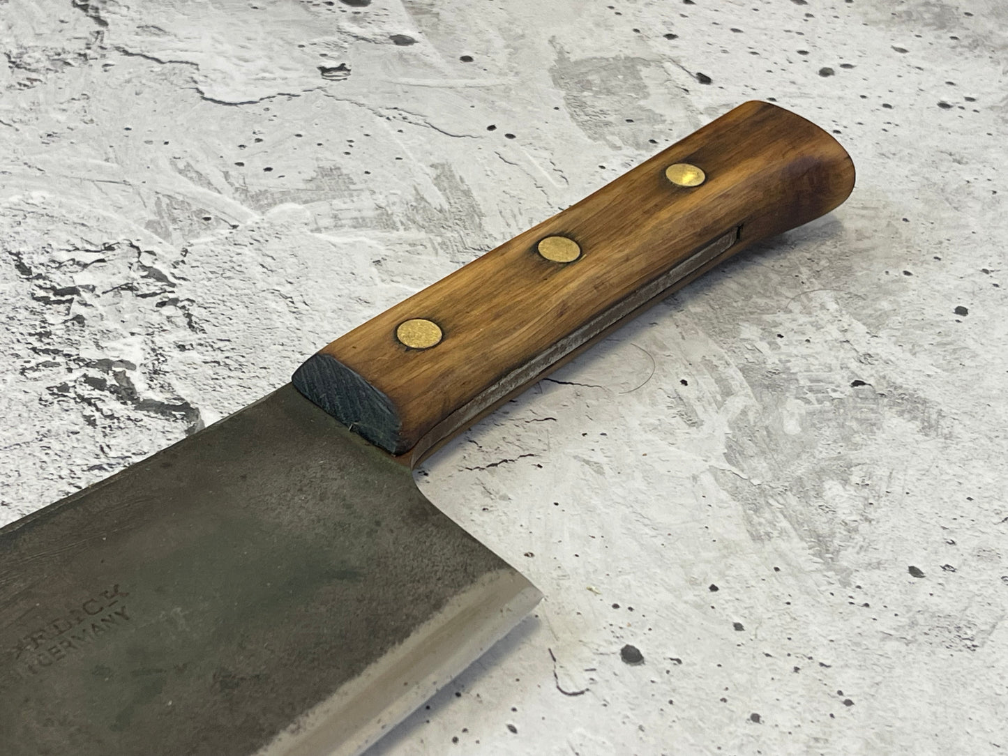 Vintage F. Dick Butcher Cleaver Knife 180mm Carbon Steel Blade Made in Germany 1529