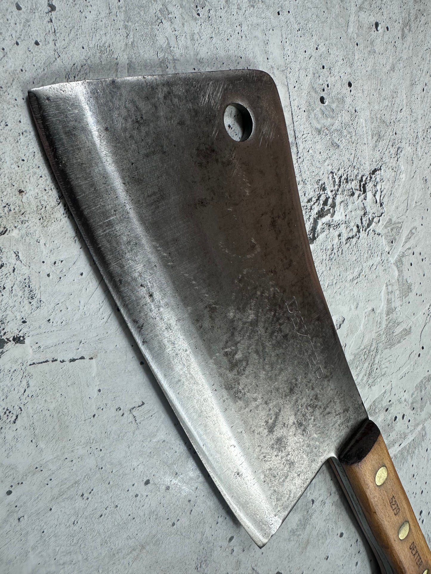 Vintage Dexter Butcher Cleaver Knife 230mm Carbon Steel Made in USA 2107