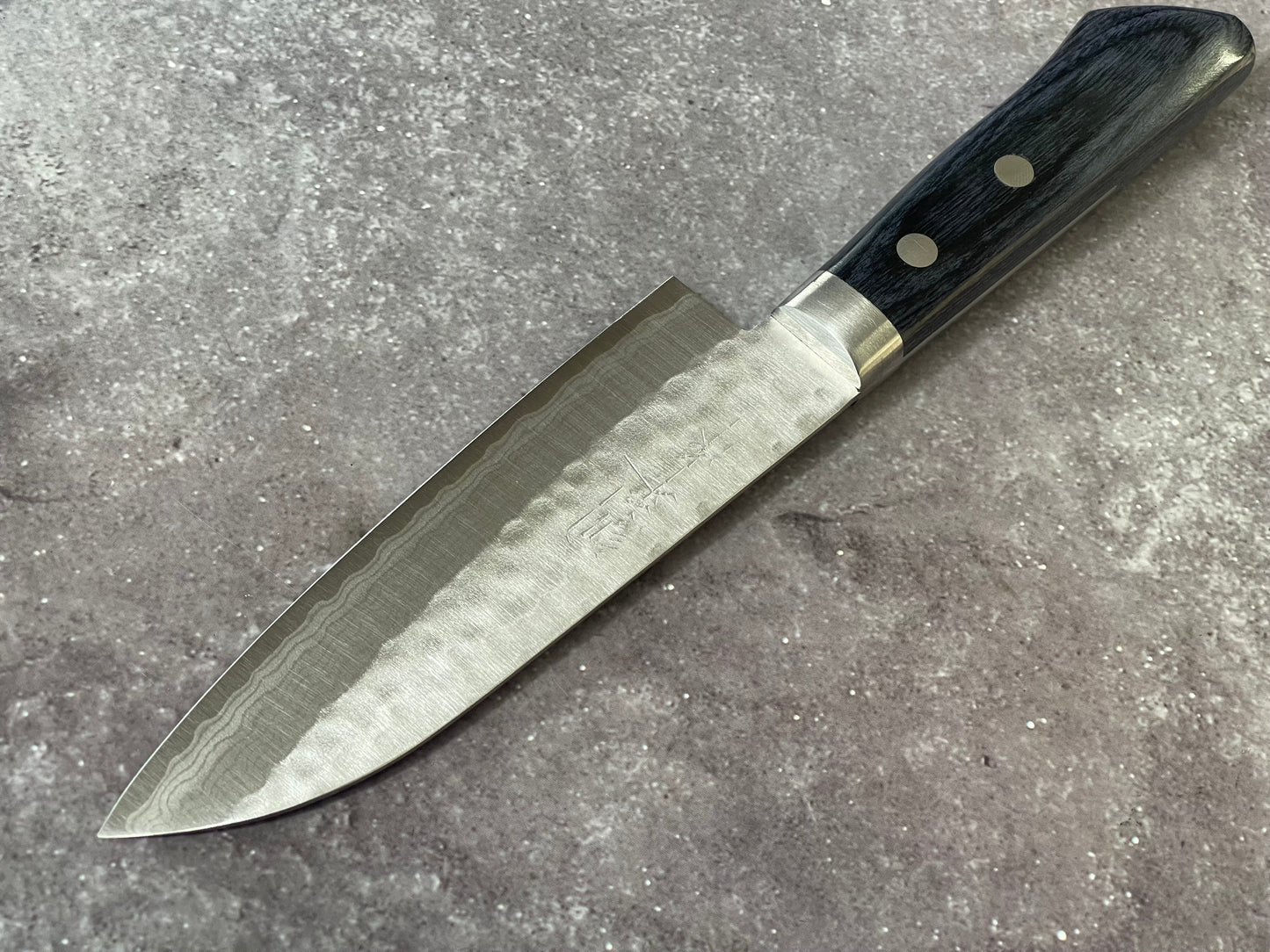 Masutani Kokuryu Ko-Santoku 130mm Blue Pakkawood Handle