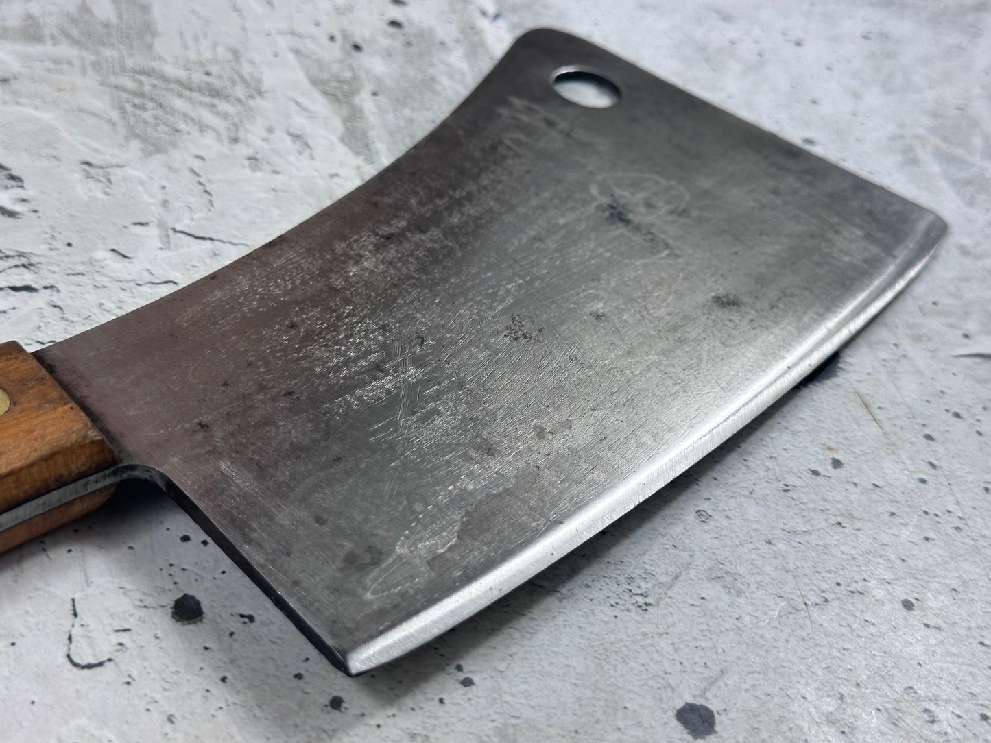 Vintage Lamson & Goodnow Butcher Cleaver Knife 180mm Carbon Steel Made in USA 2117