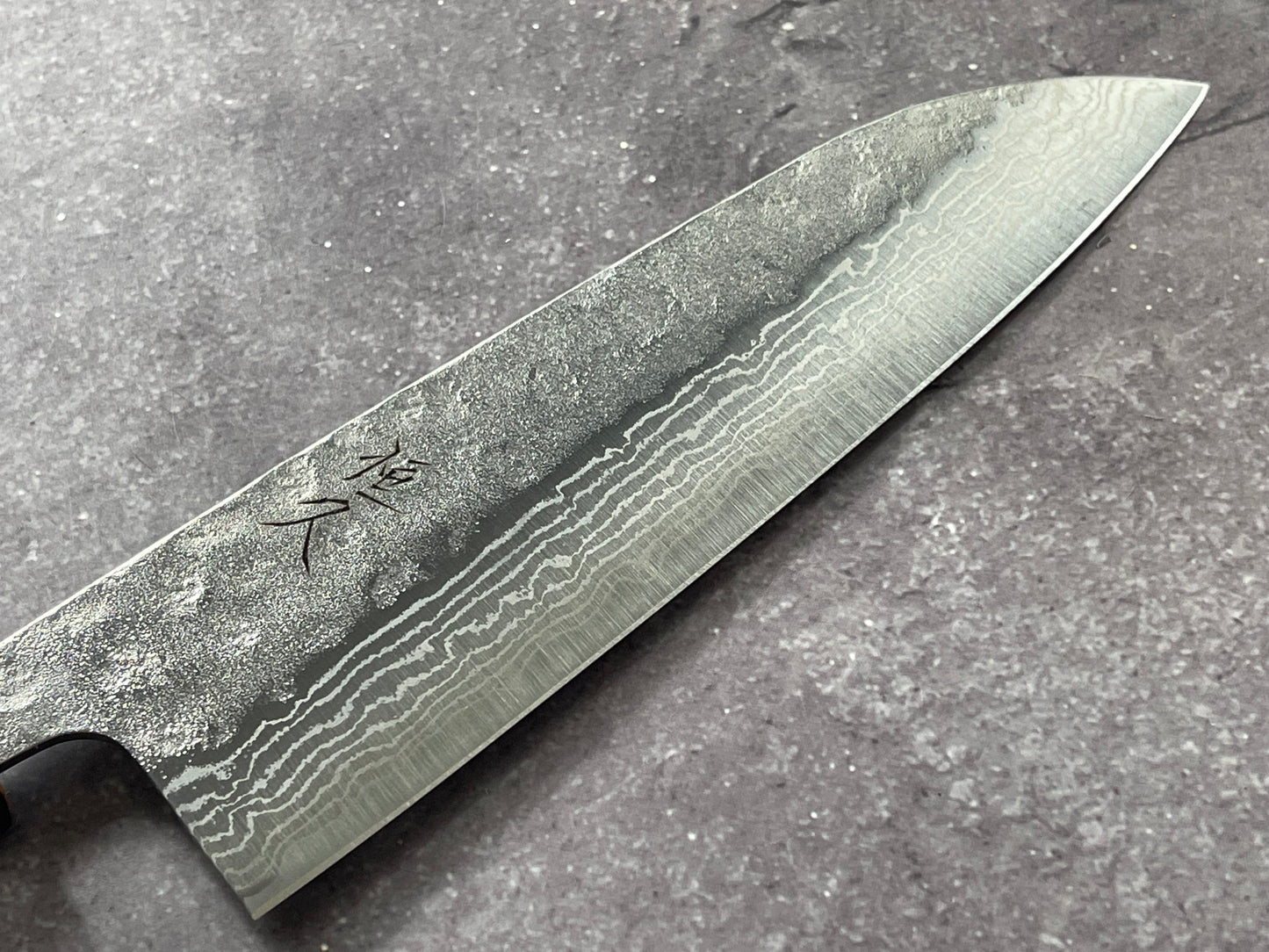 Tsunehisa 440c Damascus Nashiji Santoku 170mm Oak Handle Made in Japan 🇯🇵