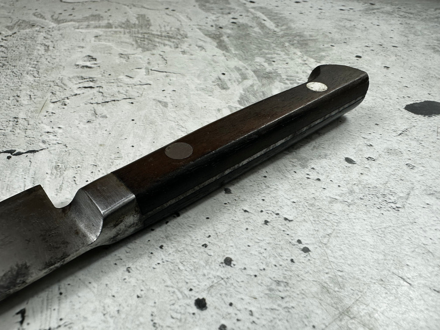 Vintage Masaaki Masateru Petty Knife 150mm Carbon Steel Western Wood Handle 2251