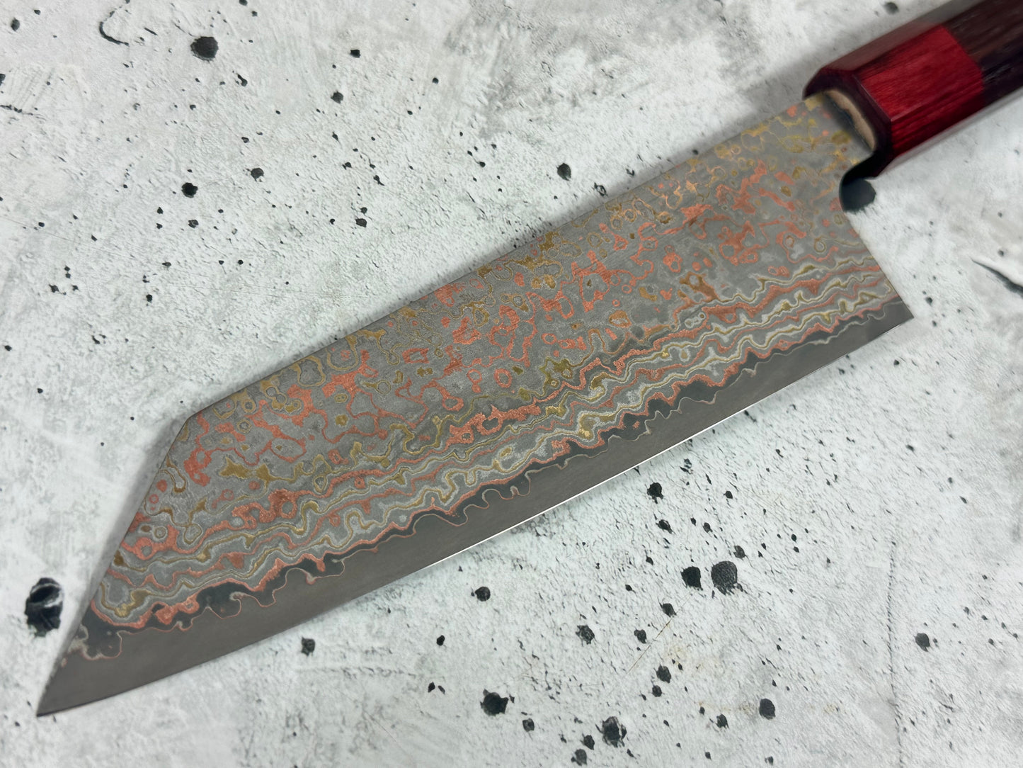 Takeshi Saji VG10-W Nashiji Rainbow Damascus Bunka 165mm