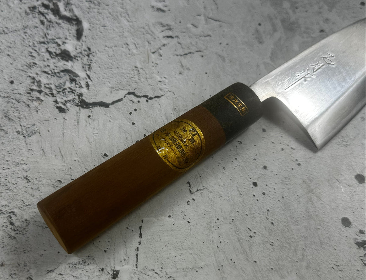Vintage Kumpei Deba Knife 150mm Carbon Steel Wood Handle Buffalo Horn 2227