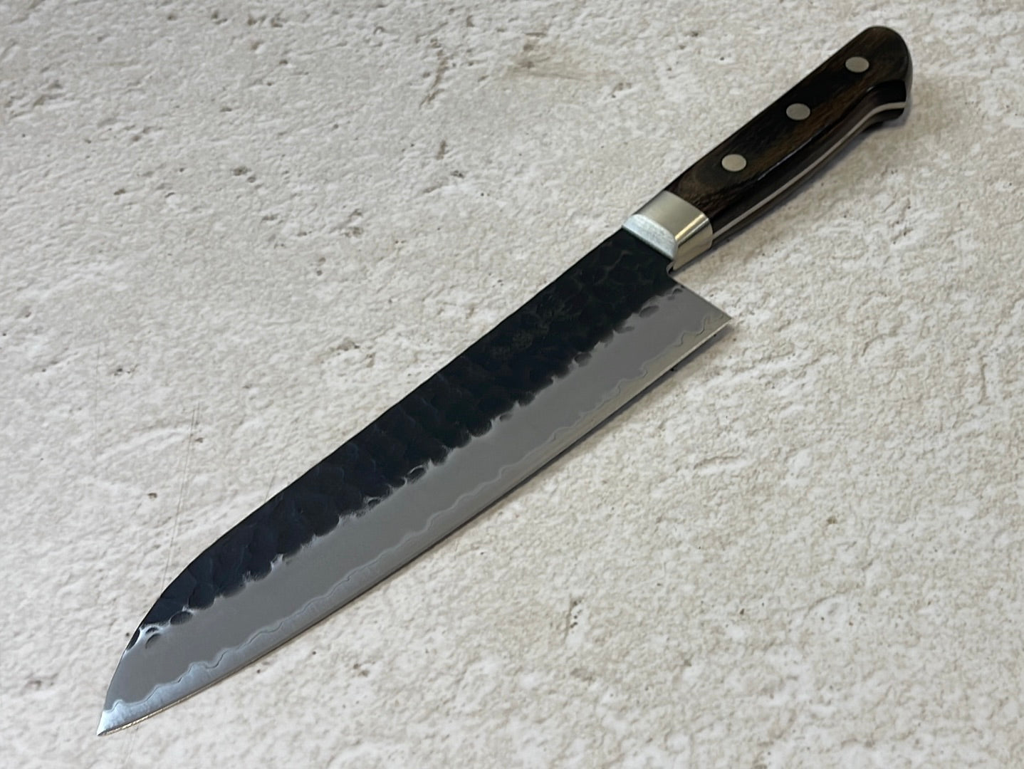 Tsunehisa Aogami Super Kuro Tsutime Santoku Knife 180mm - Made in Japan 🇯🇵 Brown Pakka Wood Handle