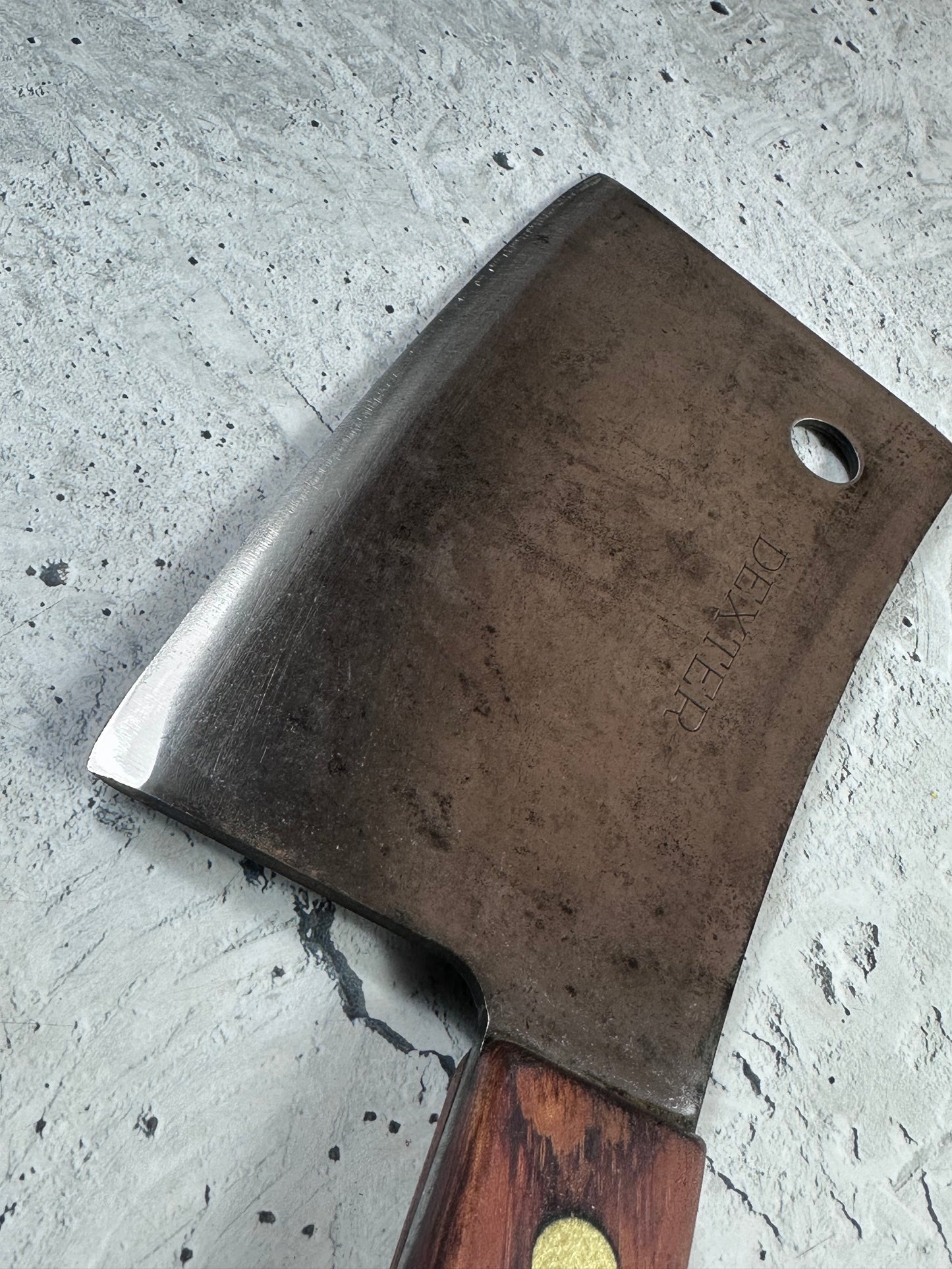 Vintage Dexter Butcher Cleaver Knife 180mm High Carbon Steel Made in USA 2105