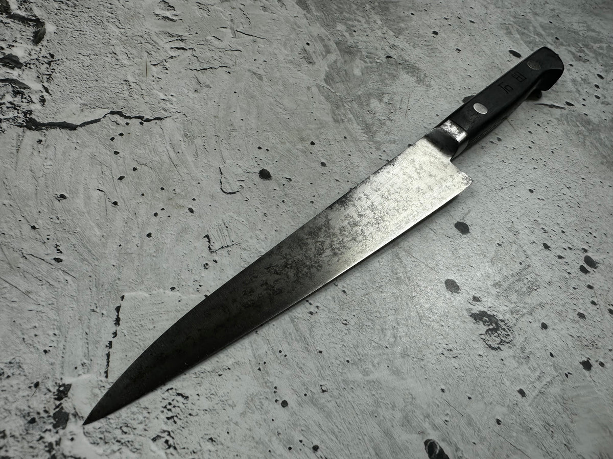 Vintage Masaaki Masateru Petty Knife 150mm Carbon Steel Western Wood Handle 2251