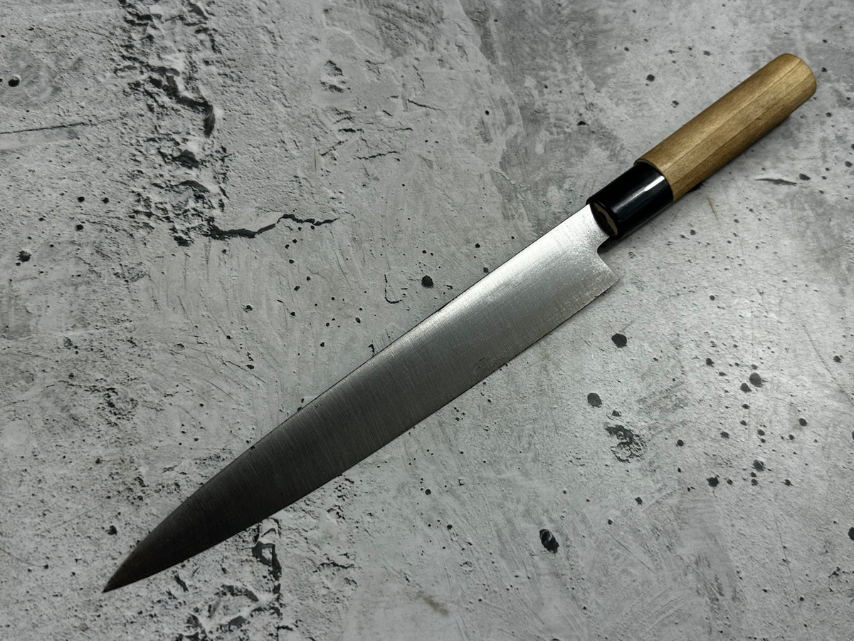 Vintage Kagemitsu Yanagiba Knife 210mm Carbon Steel Magnolia Wood Handle 2245