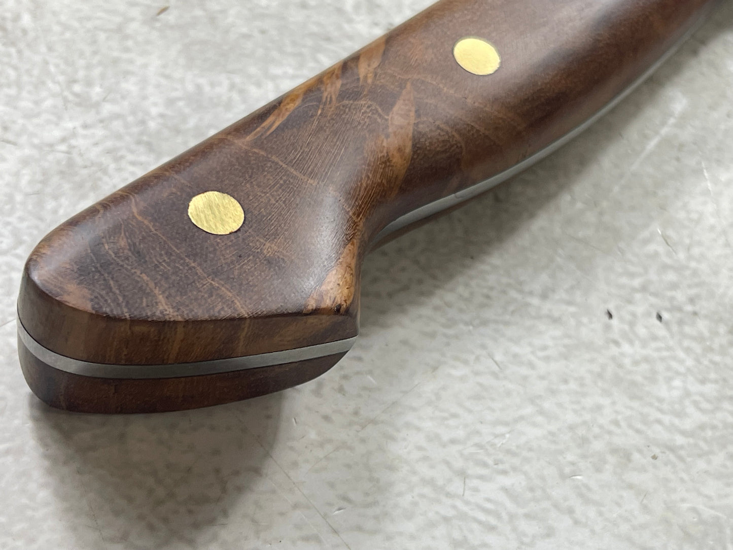 Kanefusa Full Tang Gyuto 230mm Teakwood Burl Set Brass Pins & Sheath