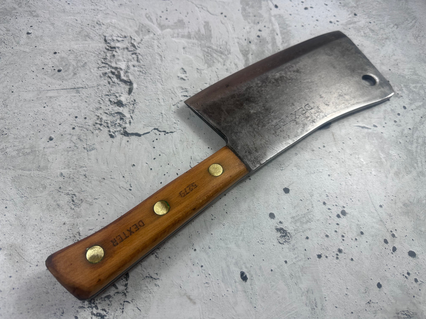 Vintage Dexter Butcher Cleaver Knife 230mm Carbon Steel Made in USA 2107