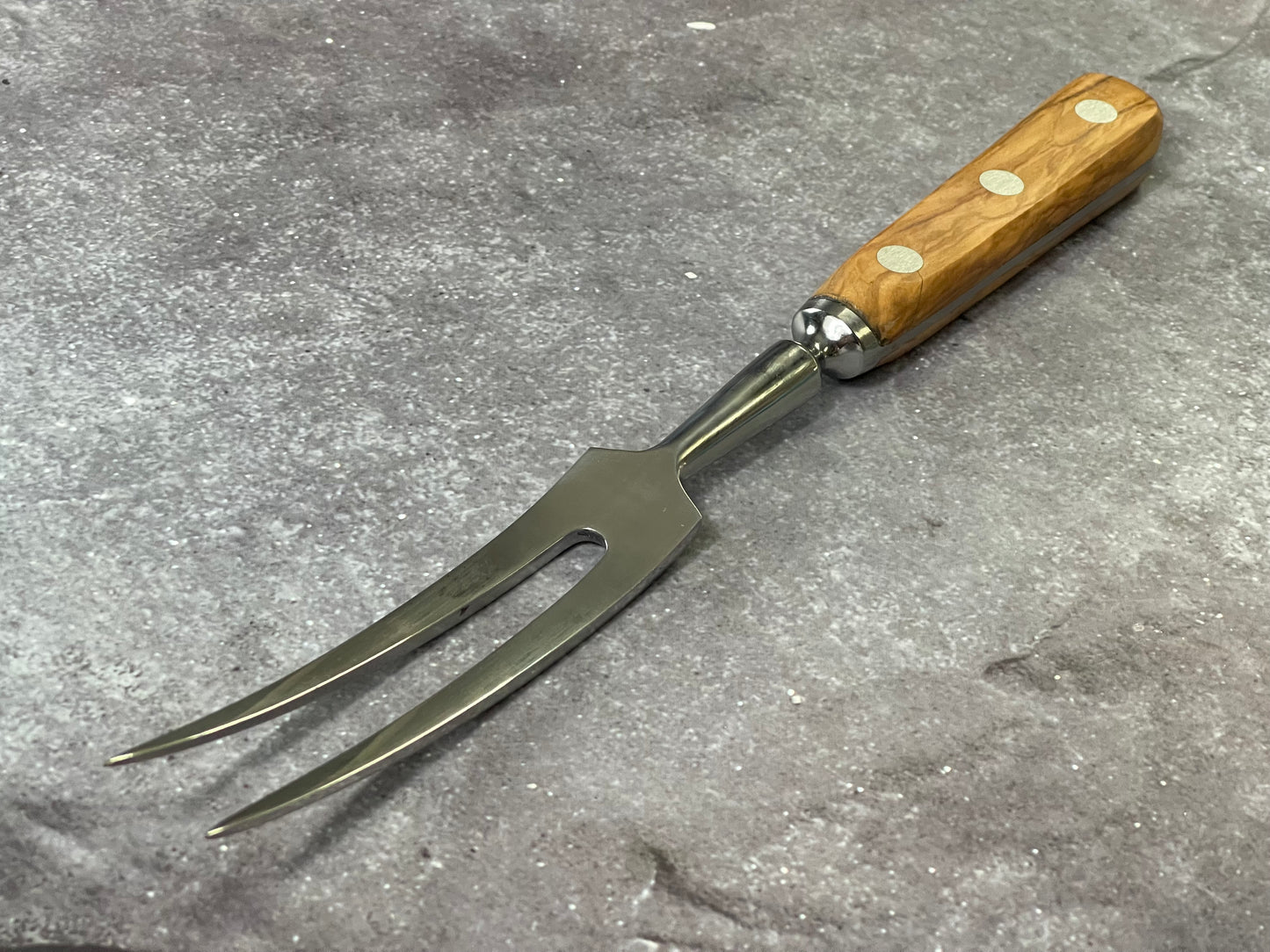 K Sabatier Curbed Fork 150mm - HIGH CARBON STEEL - OLIVE WOOD HANDLE