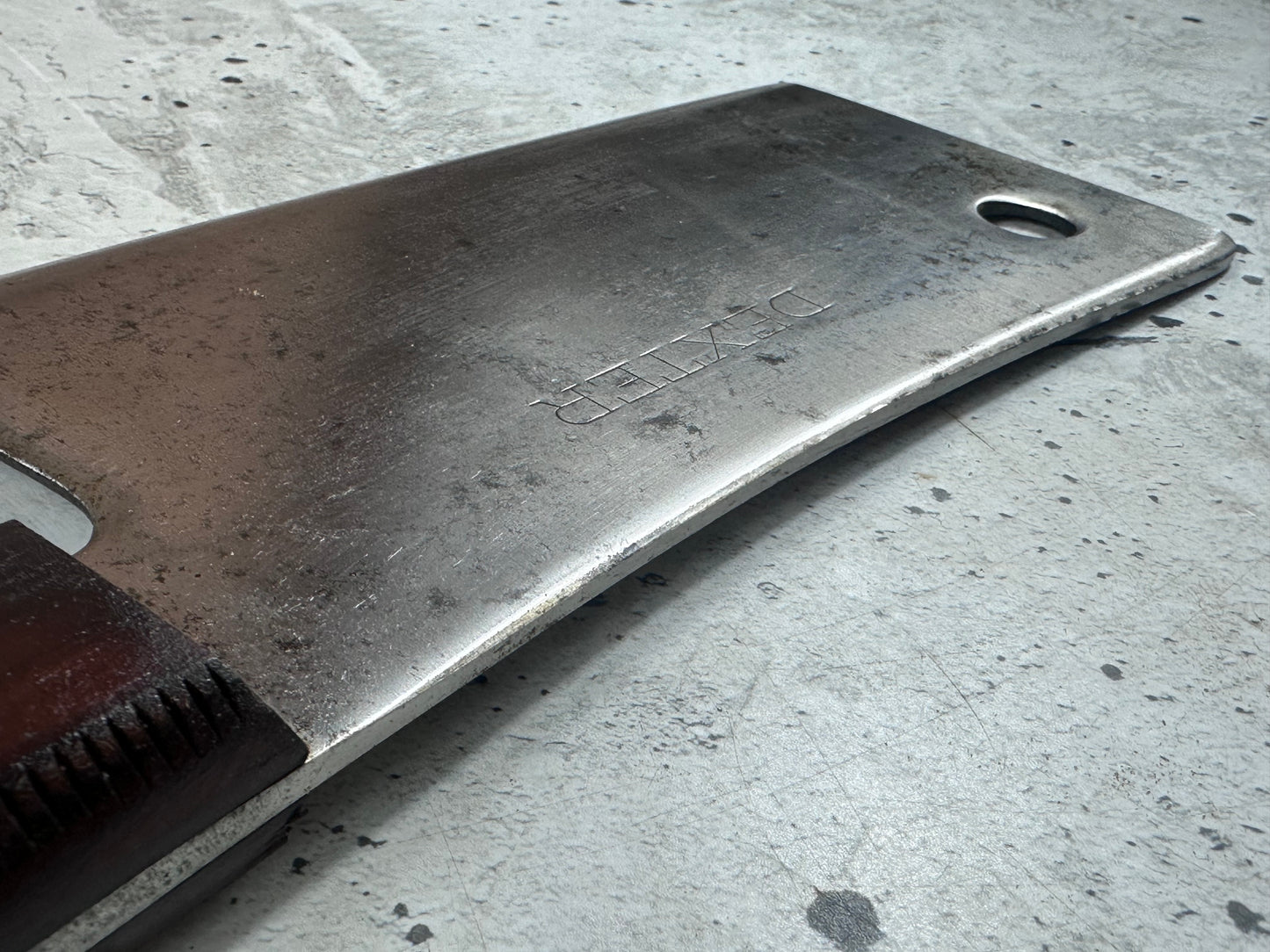 Vintage Dexter Butcher Cleaver Knife 180mm High Carbon Steel Made in USA 2106