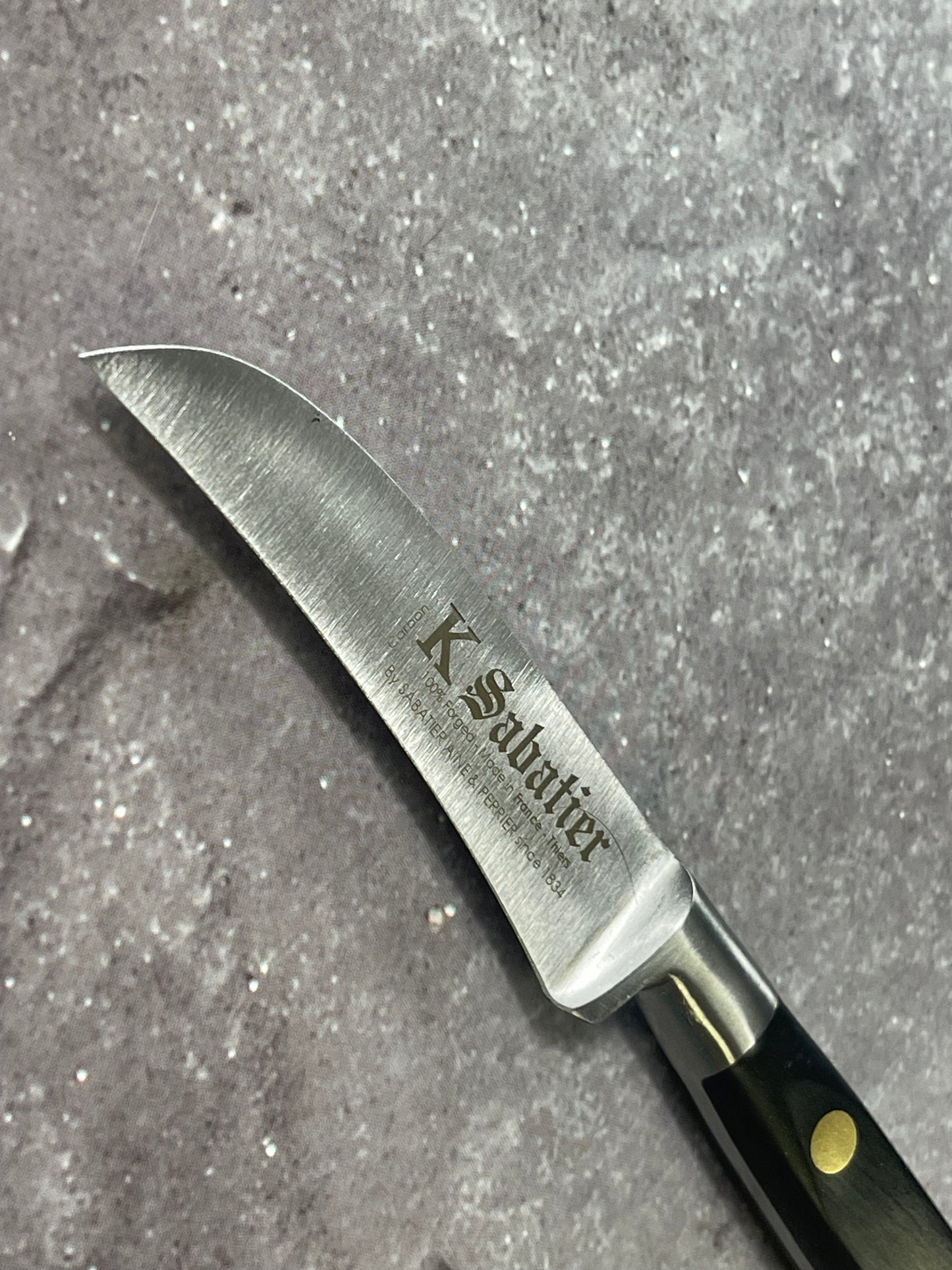 K Sabatier Curved Paring Knife 90mm - CARBON STEEL Made In France