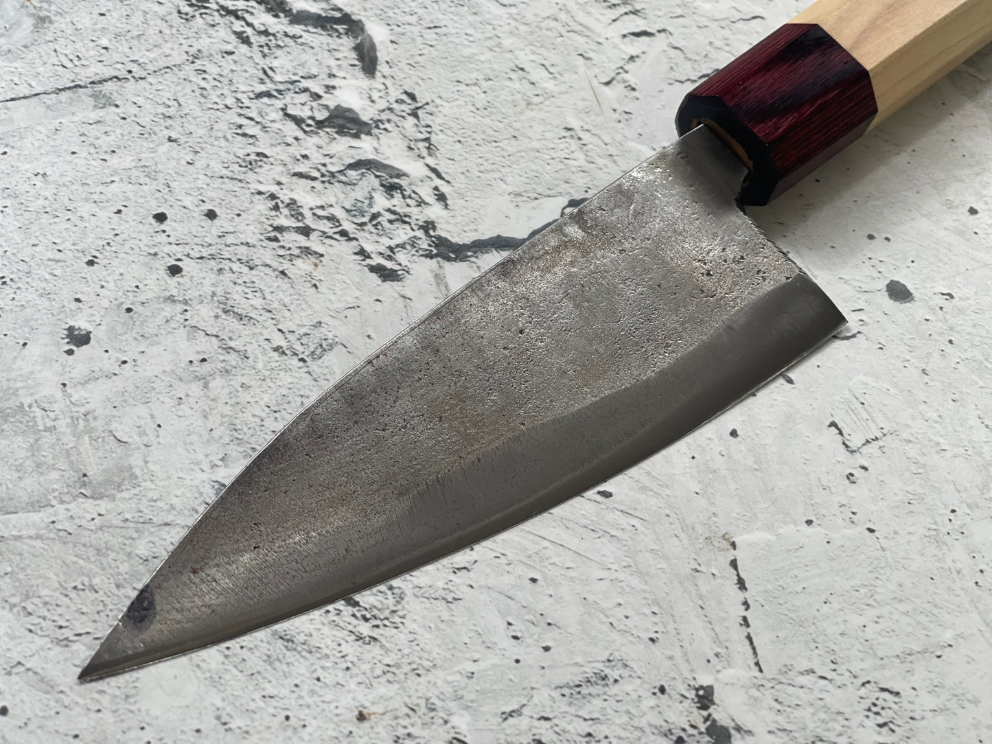 Japanese Knife Set 3x Carbon Steel Magnolia and Red Pakka Octagon Handle Made In Japan 1539