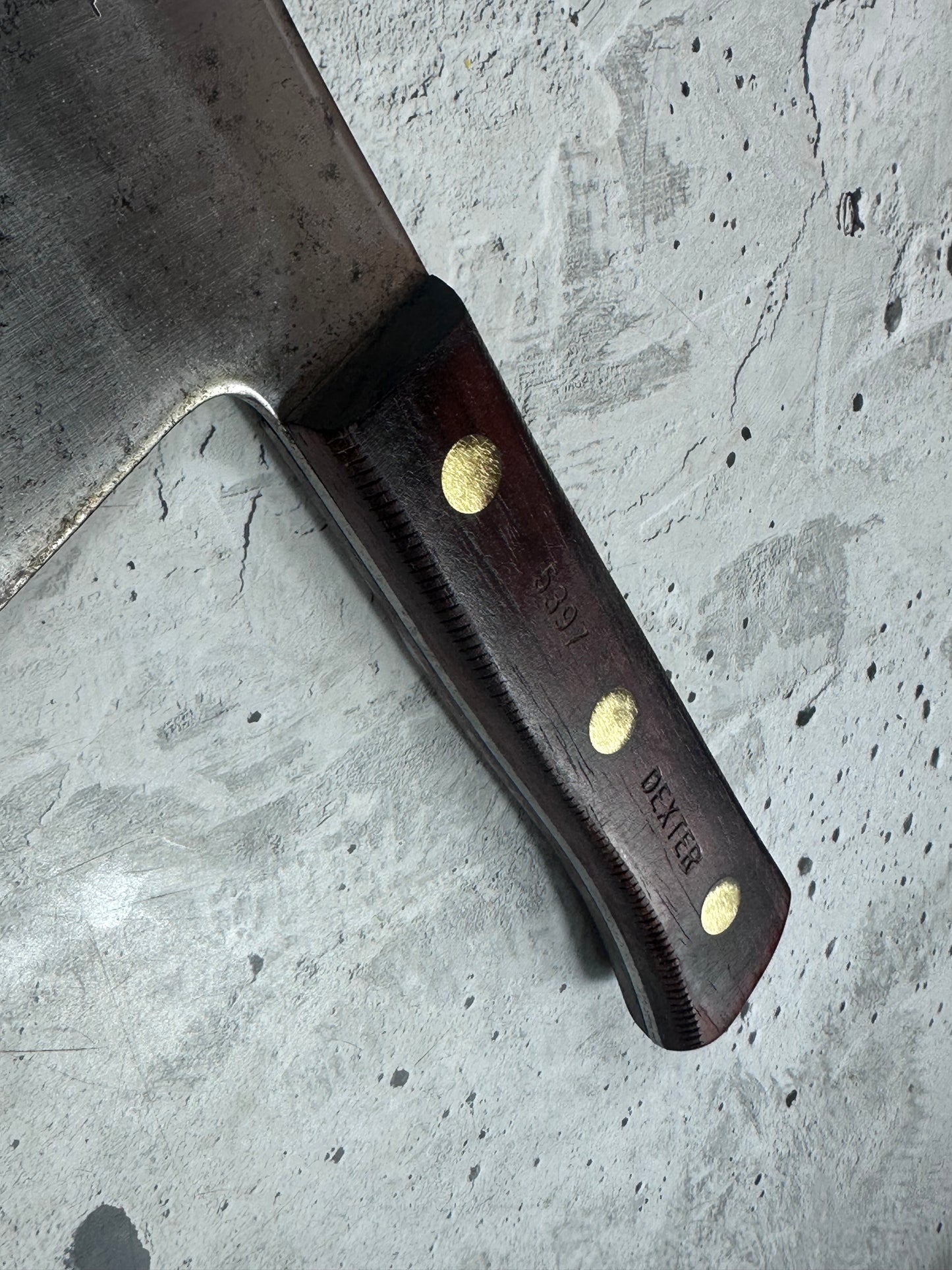 Vintage Dexter Butcher Cleaver Knife 180mm High Carbon Steel Made in USA 2106