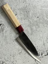 Load image into Gallery viewer, Japanese Gyuto 16cm Knife Carbon Steel Magnolia and Red Pakka Octagon Handle Made In Japan 🇯🇵 1544