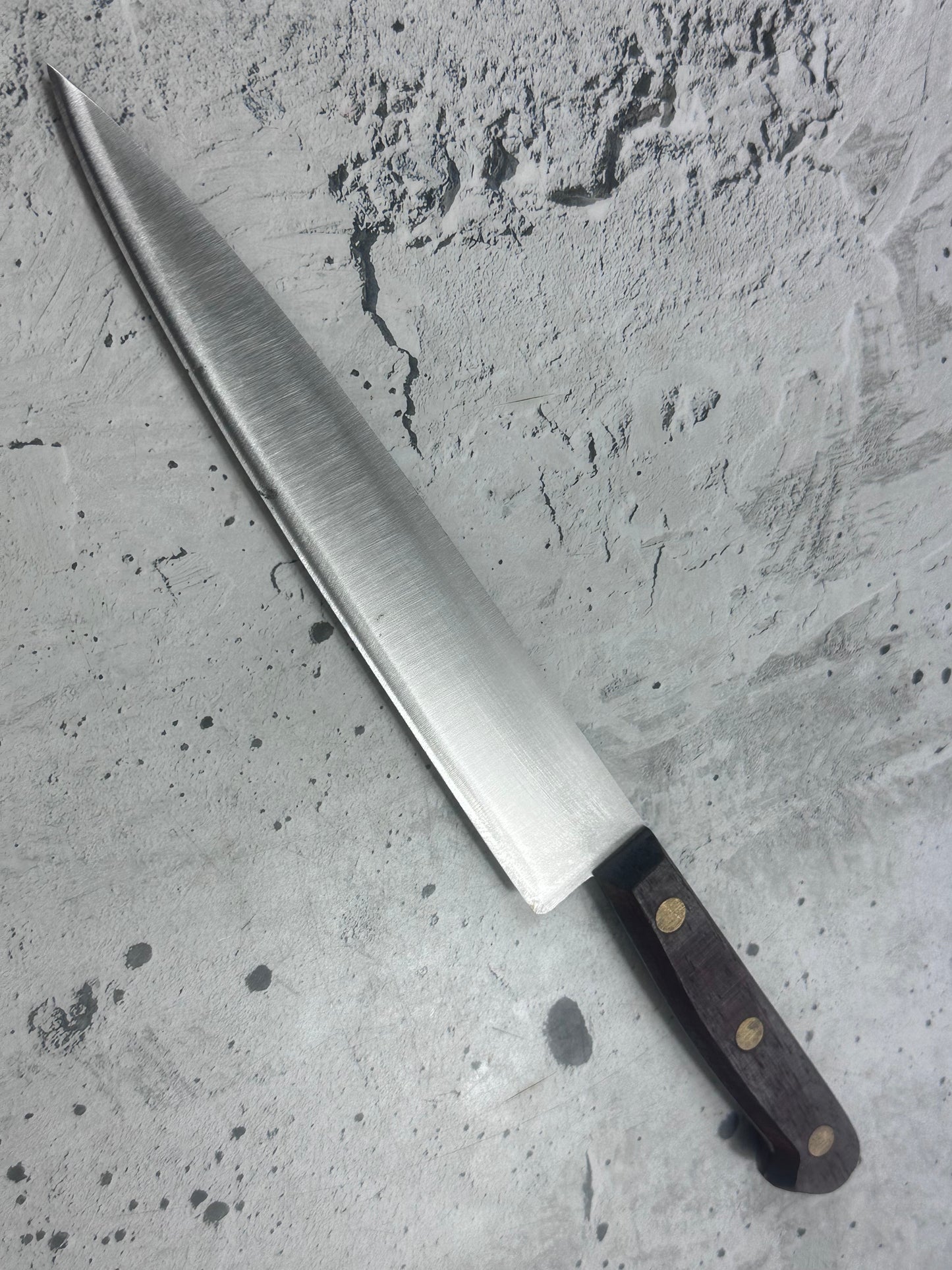 Vintage French Slicing Knife 200mm Inox Steel Wood Handle 2193