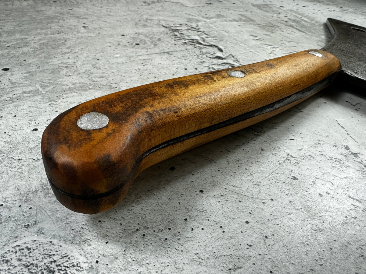 Vintage Heavy Duty Butchers Cleaver Knife 200mm Carbon Steel Timber Handle 2266