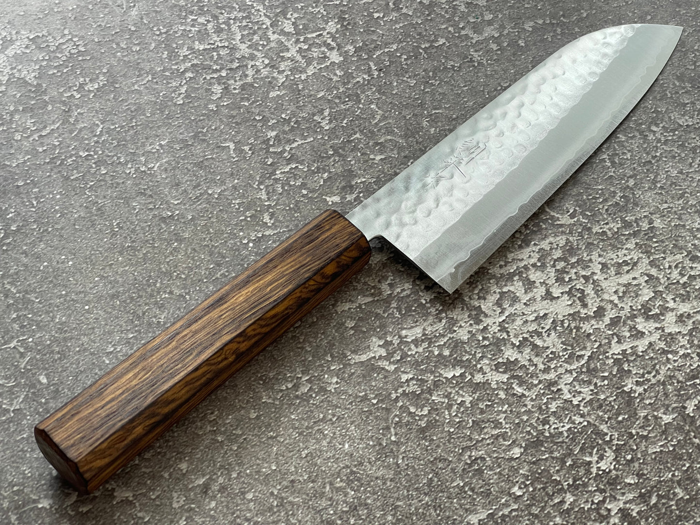 Masutani Kokuryu Tsutime Santoku 170mm  VG1 Steel Oak Handle