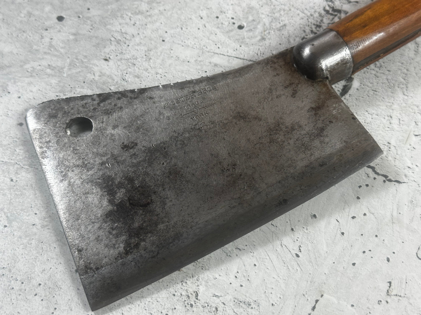 Vintage Foster Bros Butcher Cleaver Knife 160mm  Carbon Steel Blade Made in USA 🇺🇸 1997