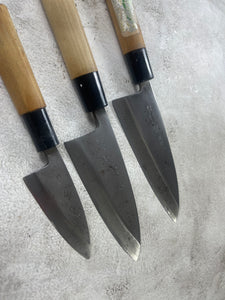 Vintage Japanese Deba Knife Set 3x Carbon Steel Made in Japan 🇯🇵 1904