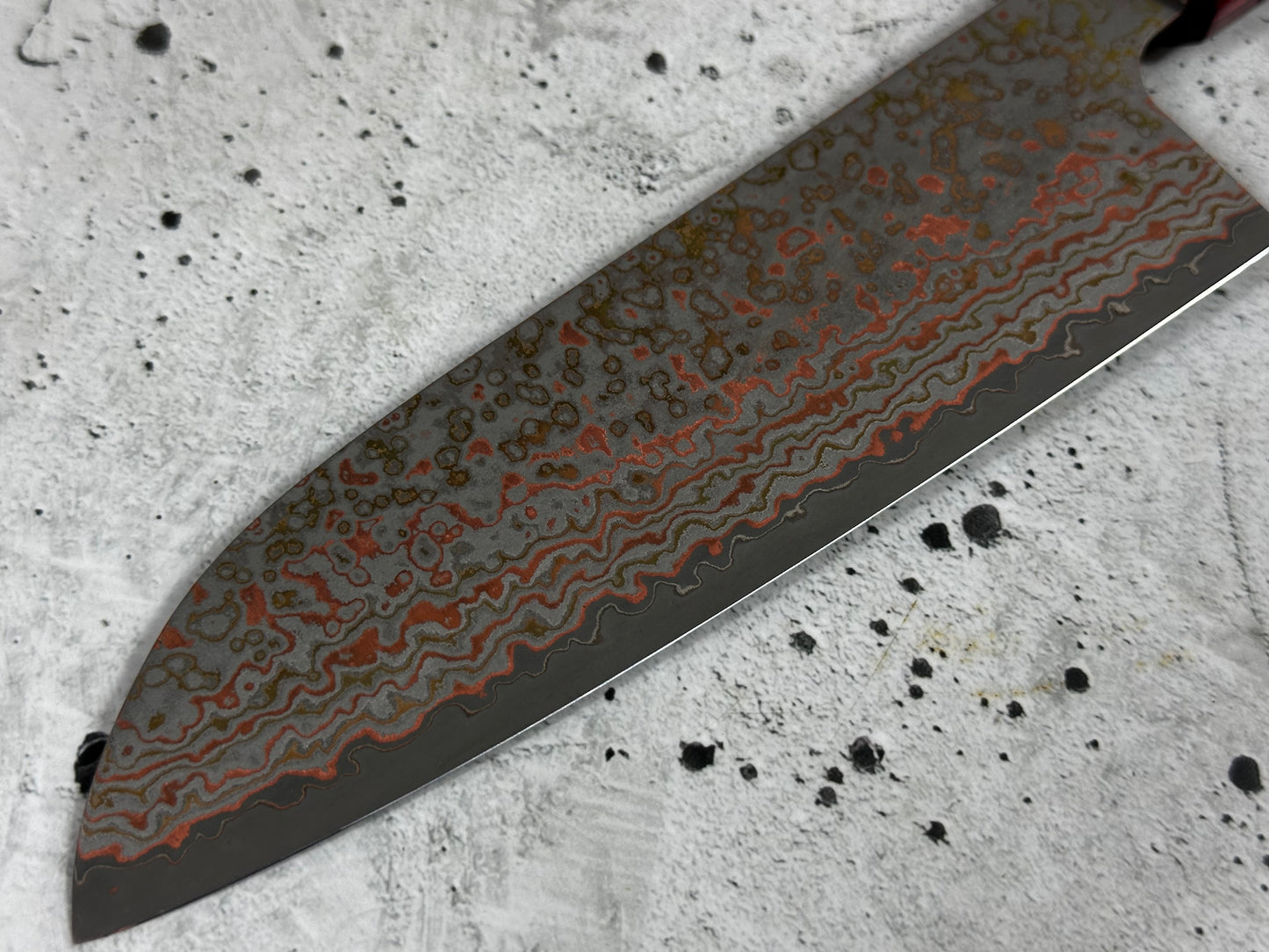 Takeshi Saji VG10-W Nashiji Rainbow Damascus Santoku 165mm